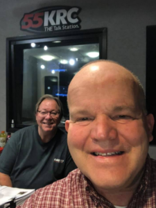 Ron taking selfie with other guy on radio show