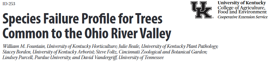 Species Failure Profile for Trees Common to Ohio River Valley article form UK