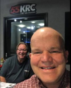 Ron taking selfie with another host on 55KRC