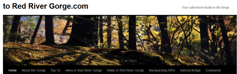 RedRiverGorge.com website with picture of woods