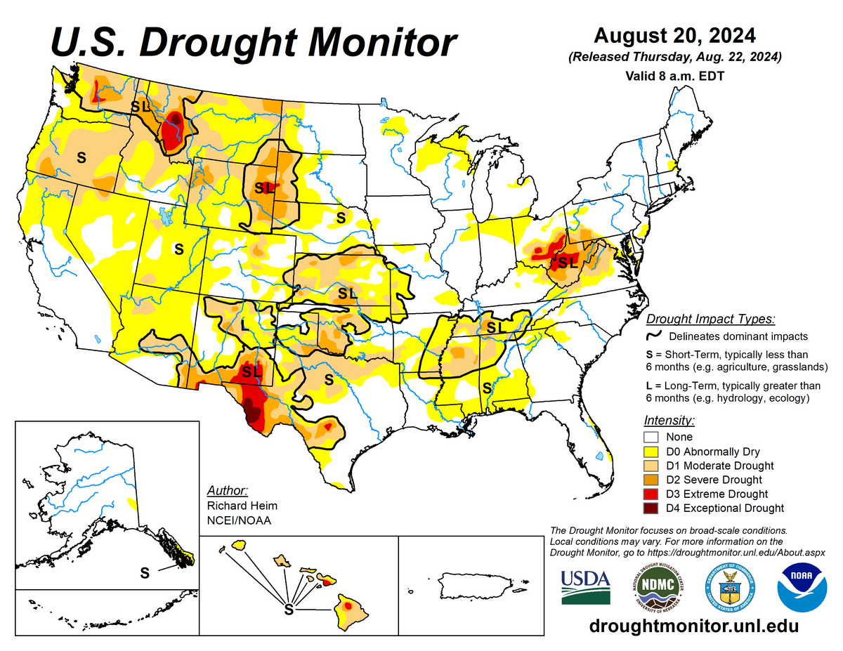 us drought monitor map aug 20, 2024