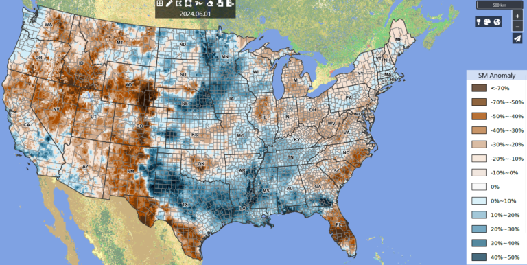 Crop Condition and Soil Moisture Analytics Map of U.S.