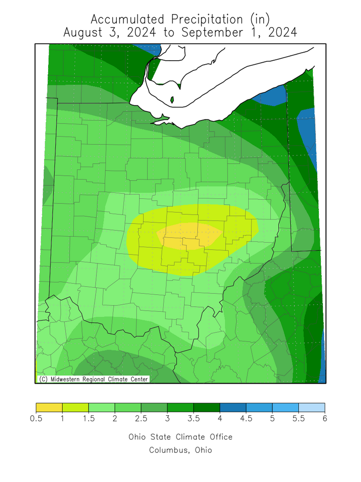 Accumulated Precipitation June 21st, 2024 to July 20th, 2024