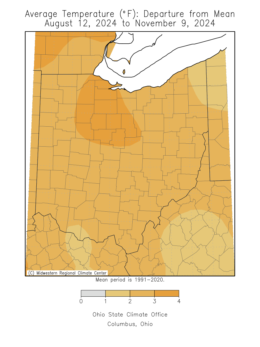 ohio 90 day temp departure