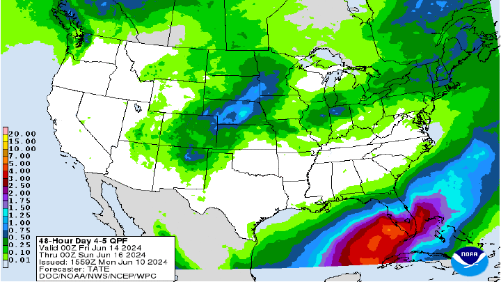 Map of U.S. Rainfall (melted snow)