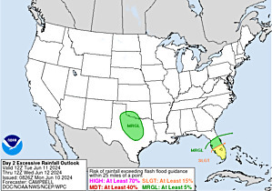 Map of Excessive Rainfall on U.S. Map