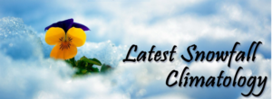 Latest Snowfall Climatology banner with flower in snow