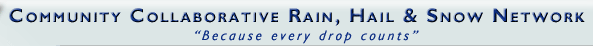 Community Collaborative Rain, Hail & Snow Network "Because every drop counts" text