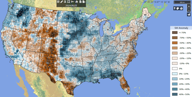 Crop Condition and Soil Moisture Analytics Map of U.S.