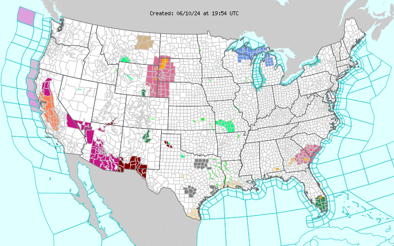 U.S. Map of advisories