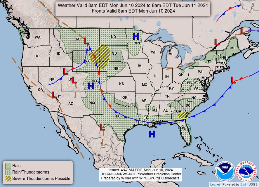 Upcoming Weather Events Map of U.S.