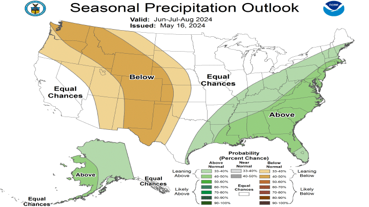 Seasonal Precipitation Outlook Map of U.S.