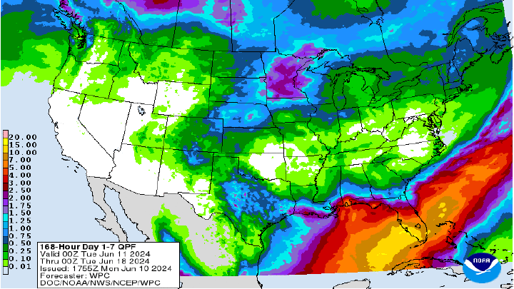 Map of U.S. Rainfall (melted snow)